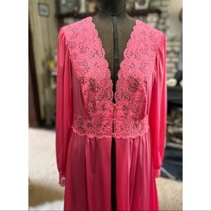 Vintage Shadowline Large Peignoir Robe Pink Coral